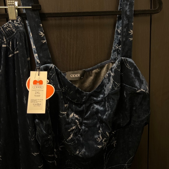 Blue Velvet Pants and Crop Top - Picture 3 of 3